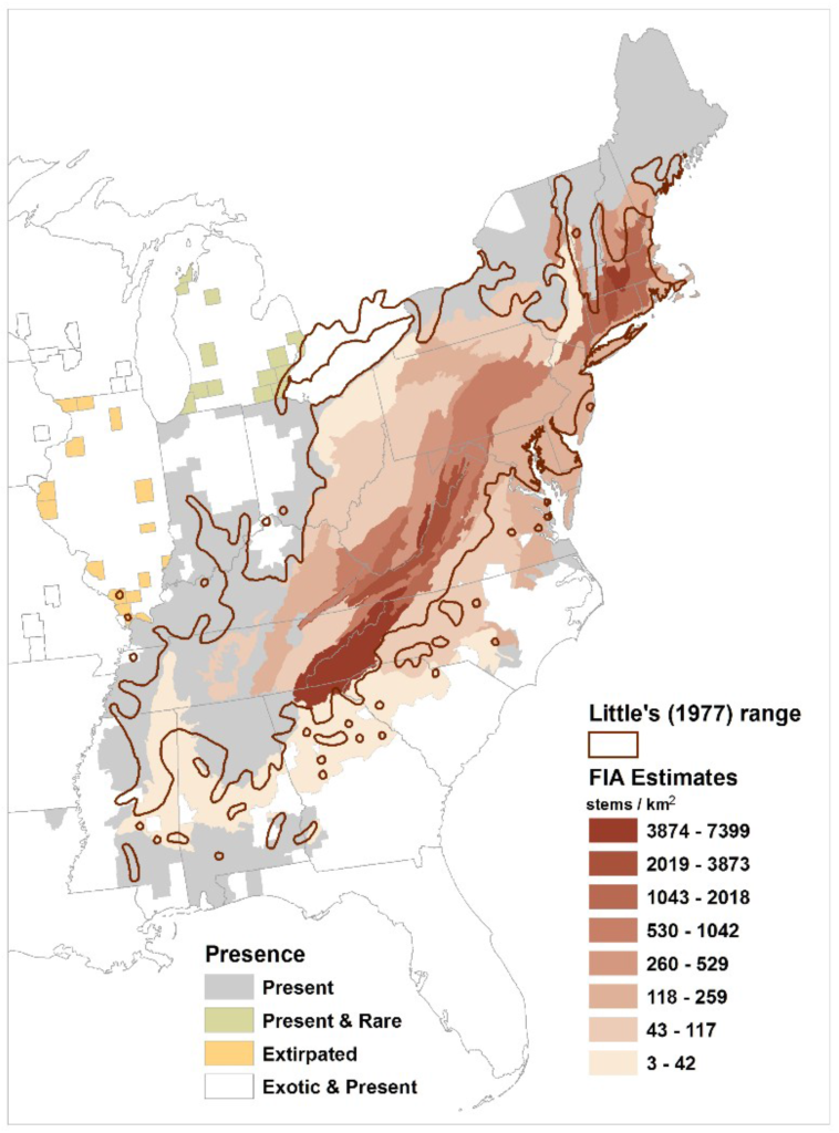 Chestnut Distribution Map