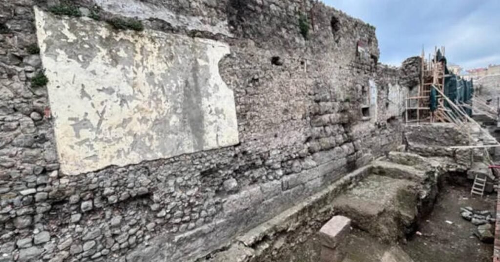 Excavated remains of the ancient river port walls in Trabzon