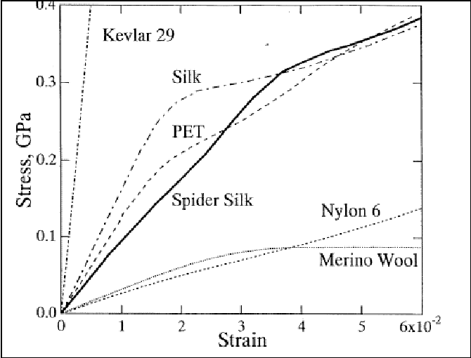 Spider silk vs other materials graph
